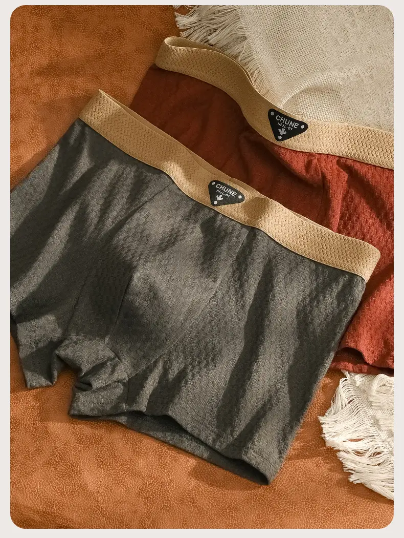Men's Pure Cotton Boxer Briefs Gift Set Brown Grey — feature 13