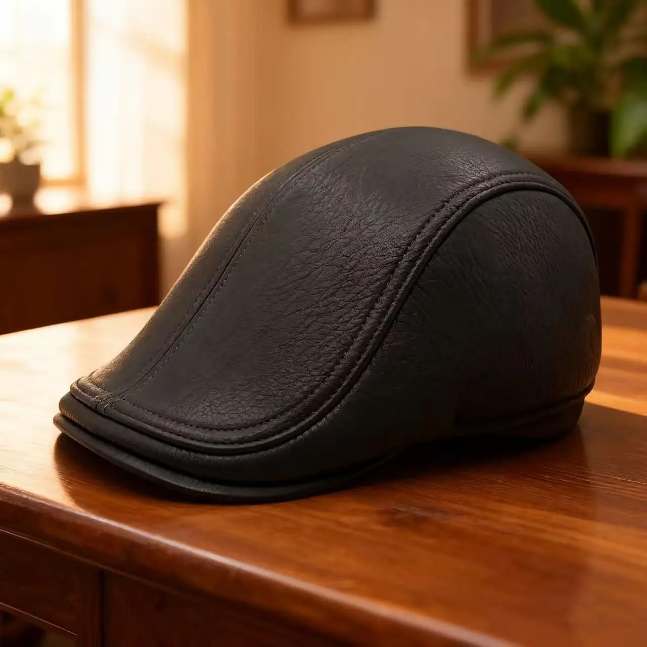Men's Winter Black Peaked Beret Cap