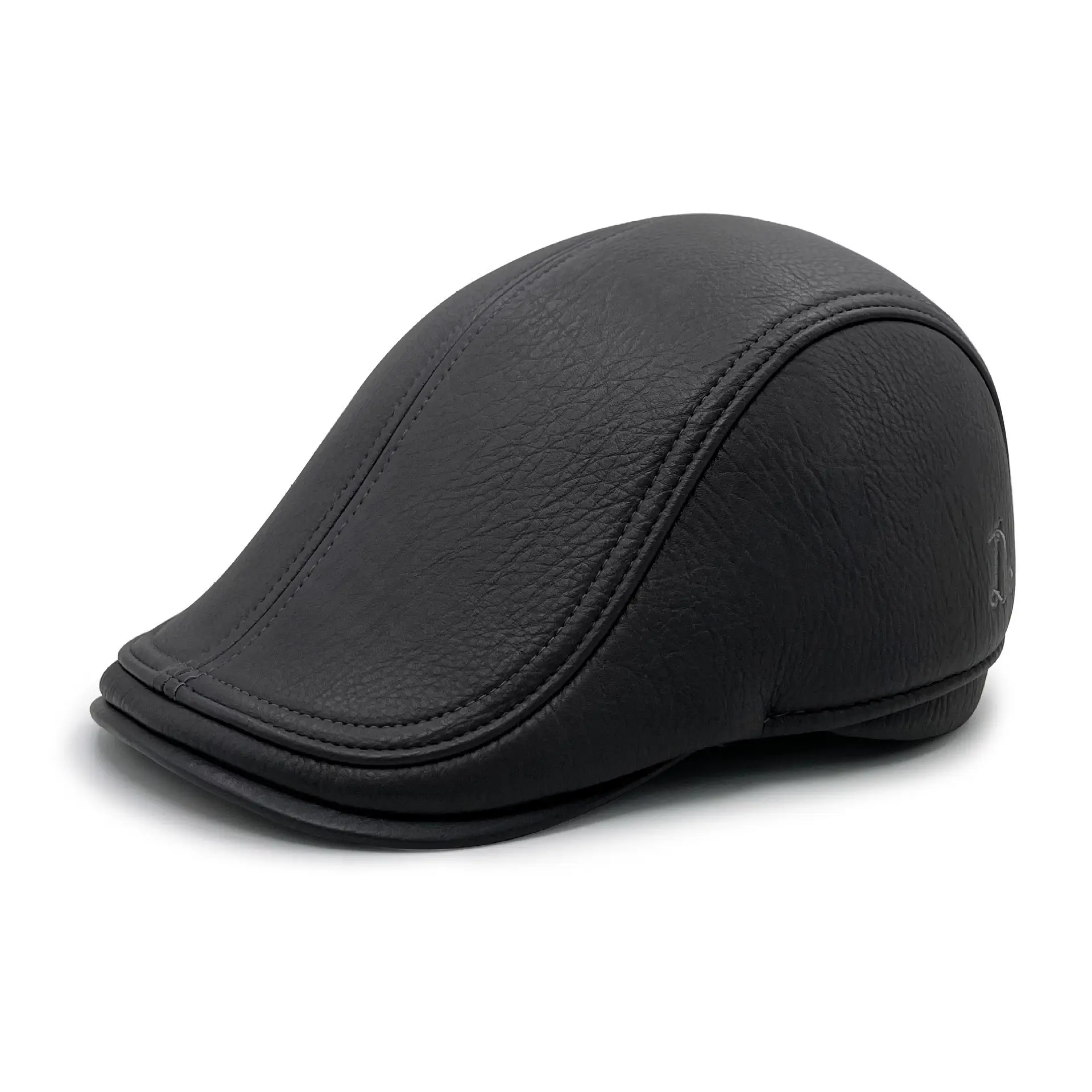 Men's Winter Black Peaked Beret Cap