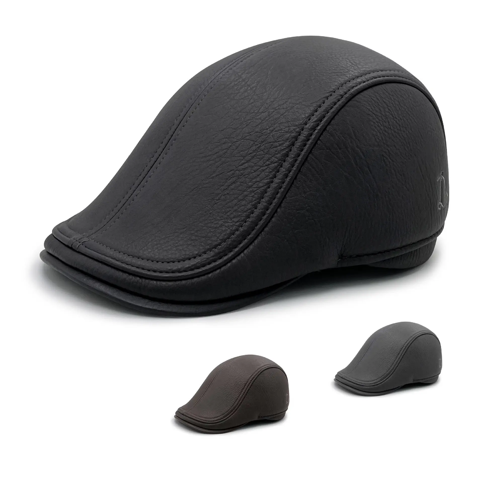 Men's Winter Black Peaked Beret Cap — feature 5