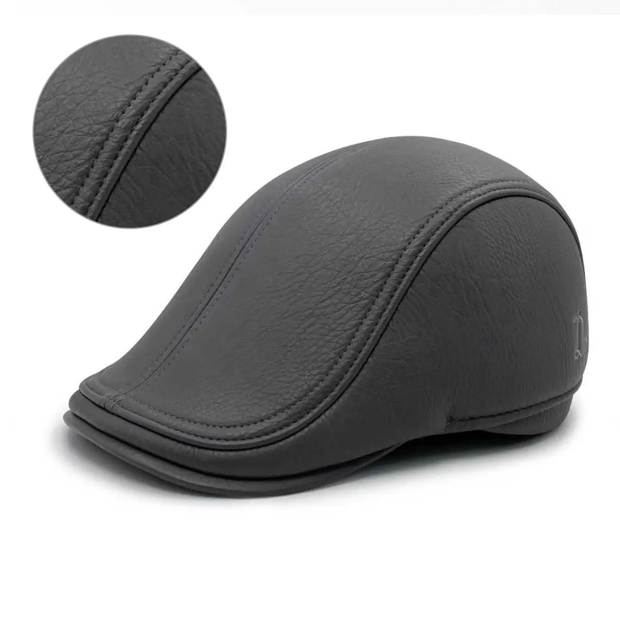 Men's Winter Black Peaked Beret Cap — feature 6
