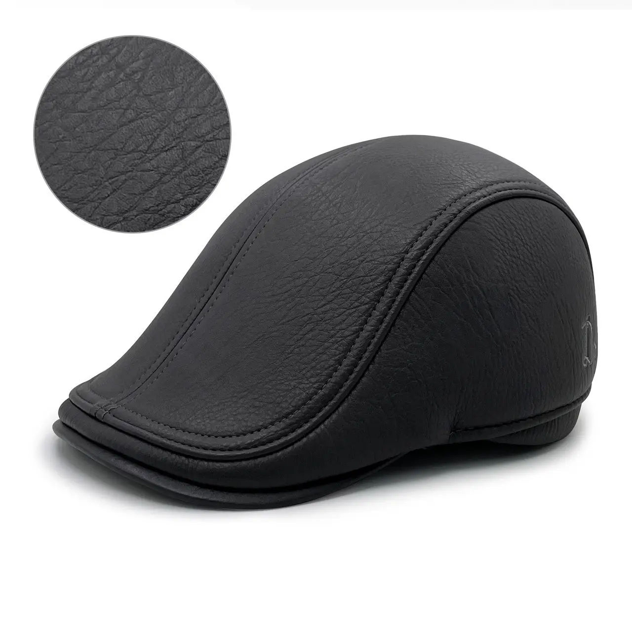 Men's Winter Black Peaked Beret Cap — feature 7