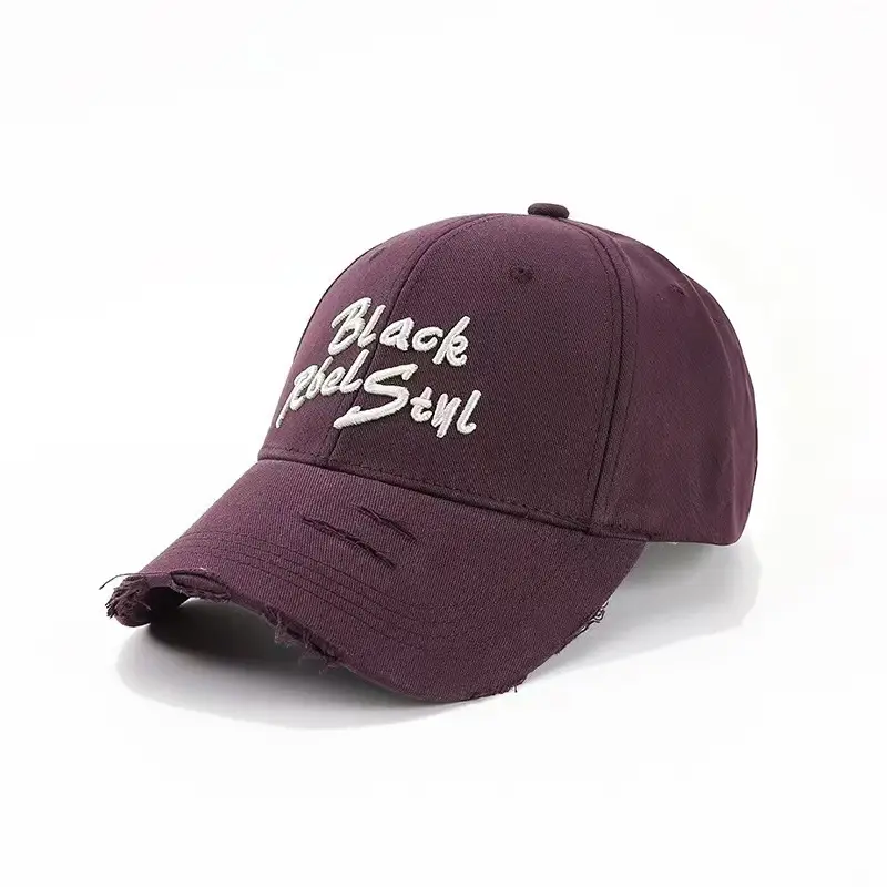 Black Retro Letter Baseball Cap for Women Large Head - Image 2
