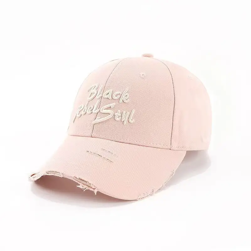 Black Retro Letter Baseball Cap for Women Large Head - Image 5