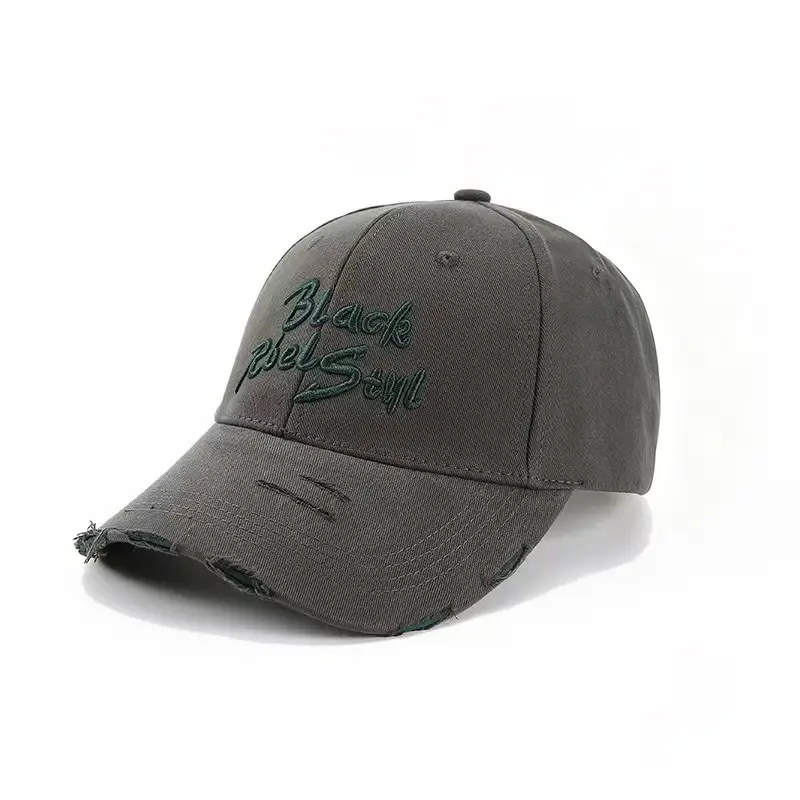 Black Retro Letter Baseball Cap for Women Large Head - Image 7