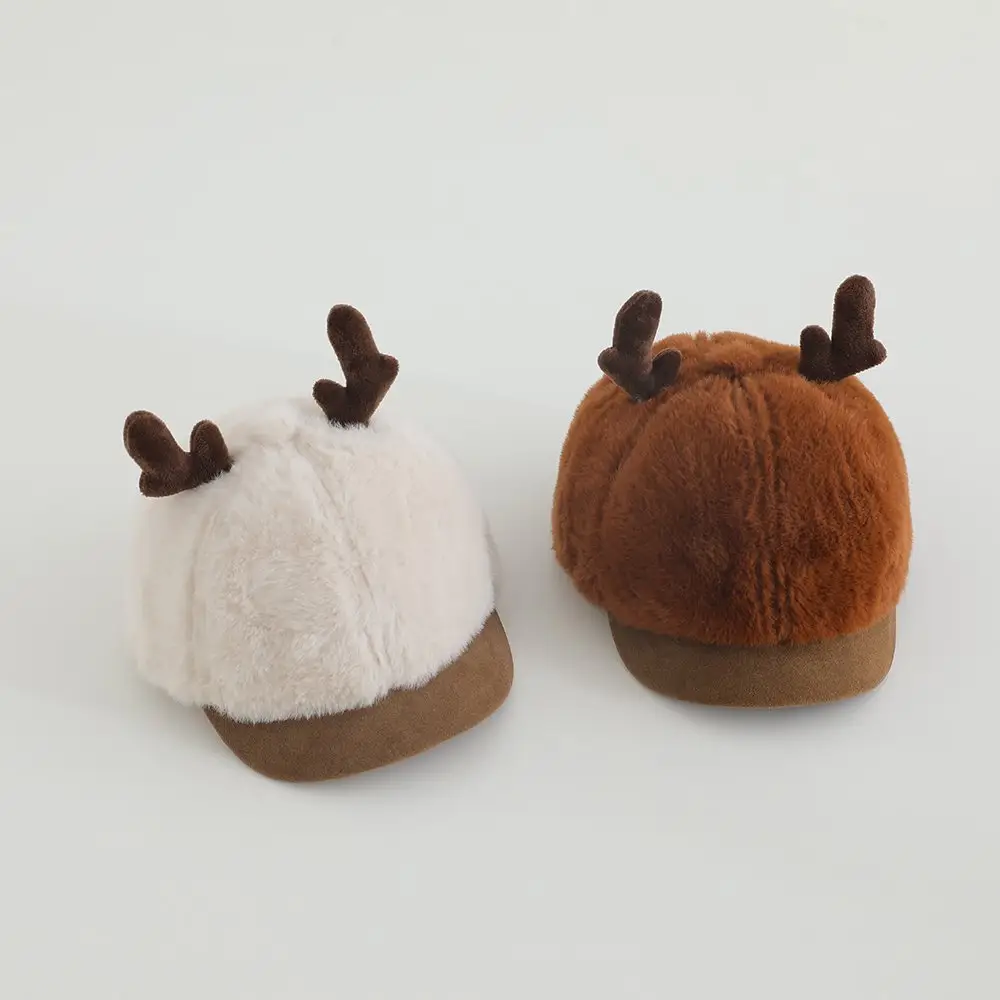 Baby Stuffed Hat with Antlers Winter Warm Korean Style - Image 7