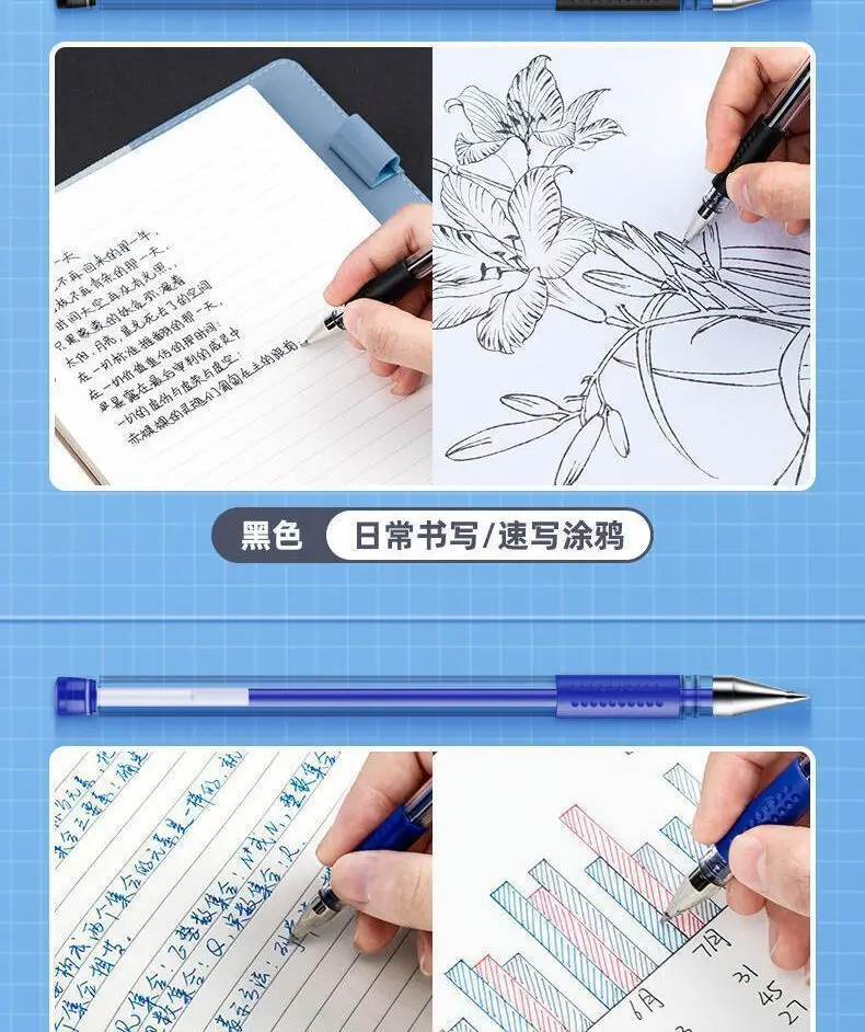 Deli 6600Es Gel Pen Black 0.5mm Bullet Tip Cap-Off Pen Blue Red Signature Pen for Students and Office Use — feature 6
