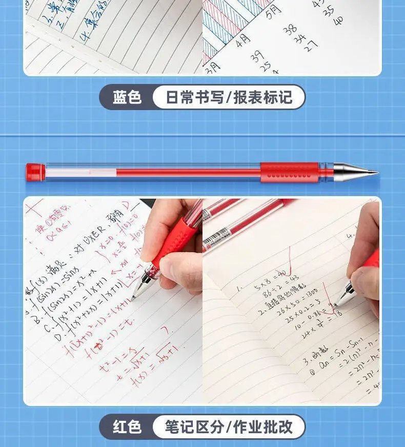 Deli 6600Es Gel Pen Black 0.5mm Bullet Tip Cap-Off Pen Blue Red Signature Pen for Students and Office Use — feature 7