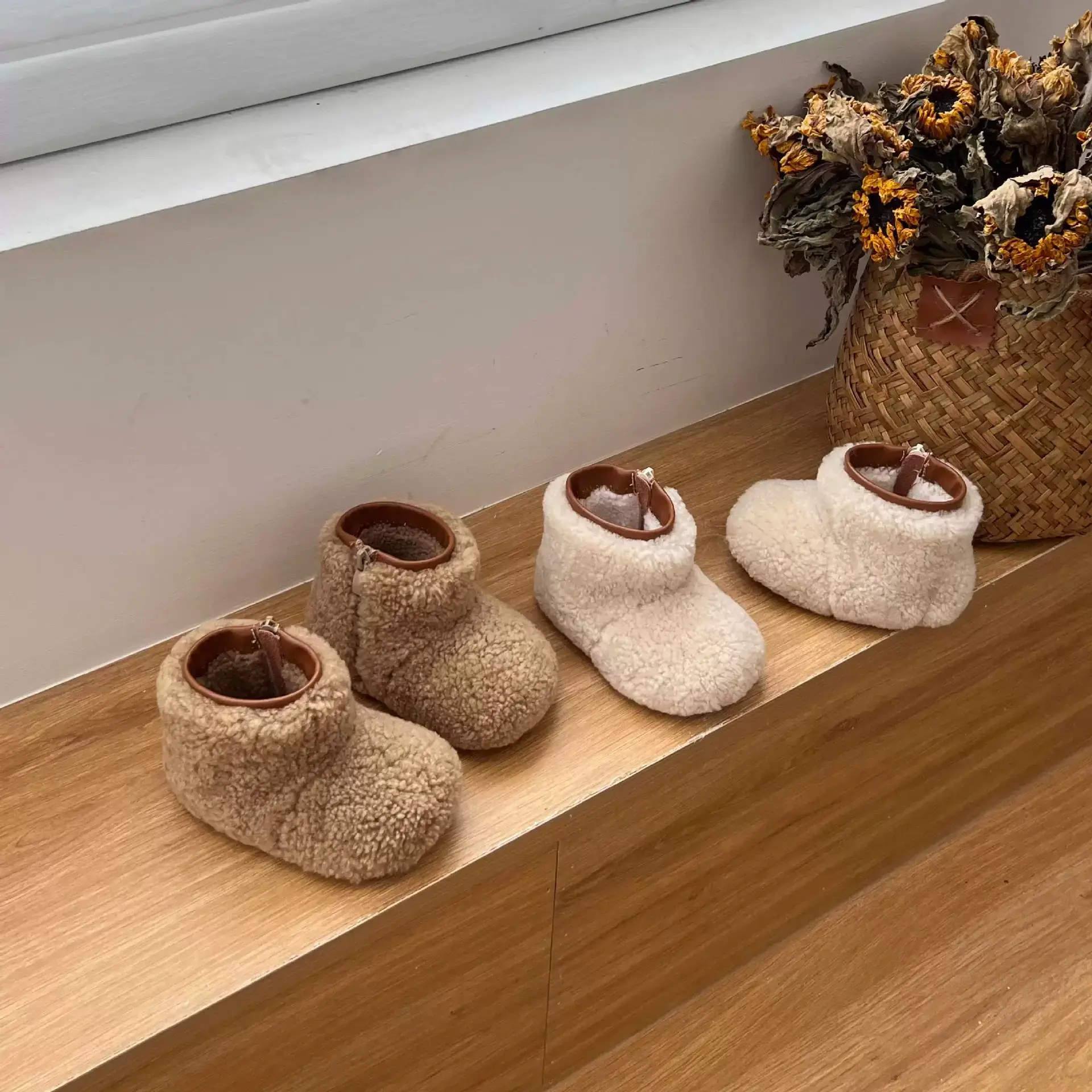 New Furry Boots for Girls Soft Soles Winter Boys