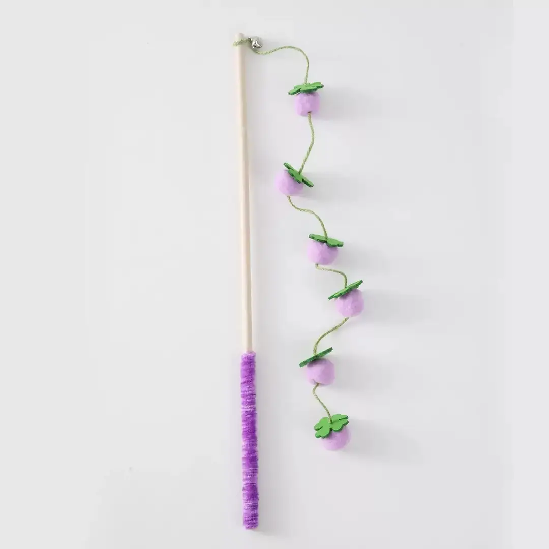 Cat Toy Wooden Handle Persimmon String Teaser Stick with Bell, Scratch-Resistant and Bite-Resistant, Pet Cat Teaser Stick Replacement Head — feature 6