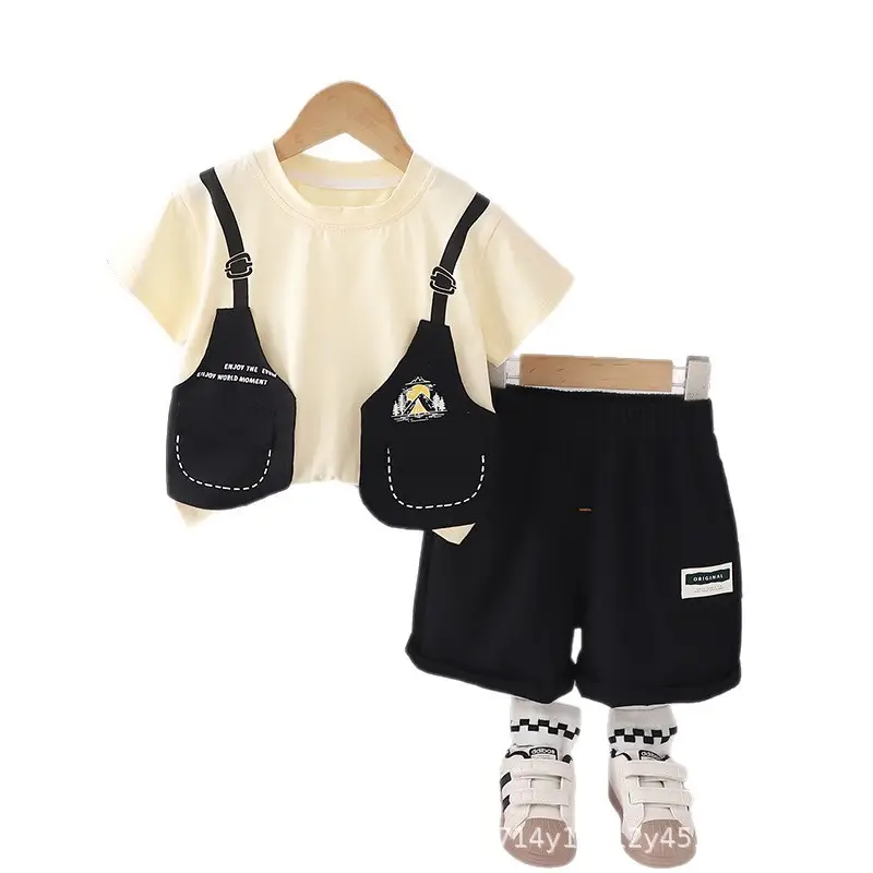 Trendy Boys Brown T-Shirt Shorts Set 2025 Summer - Image 5