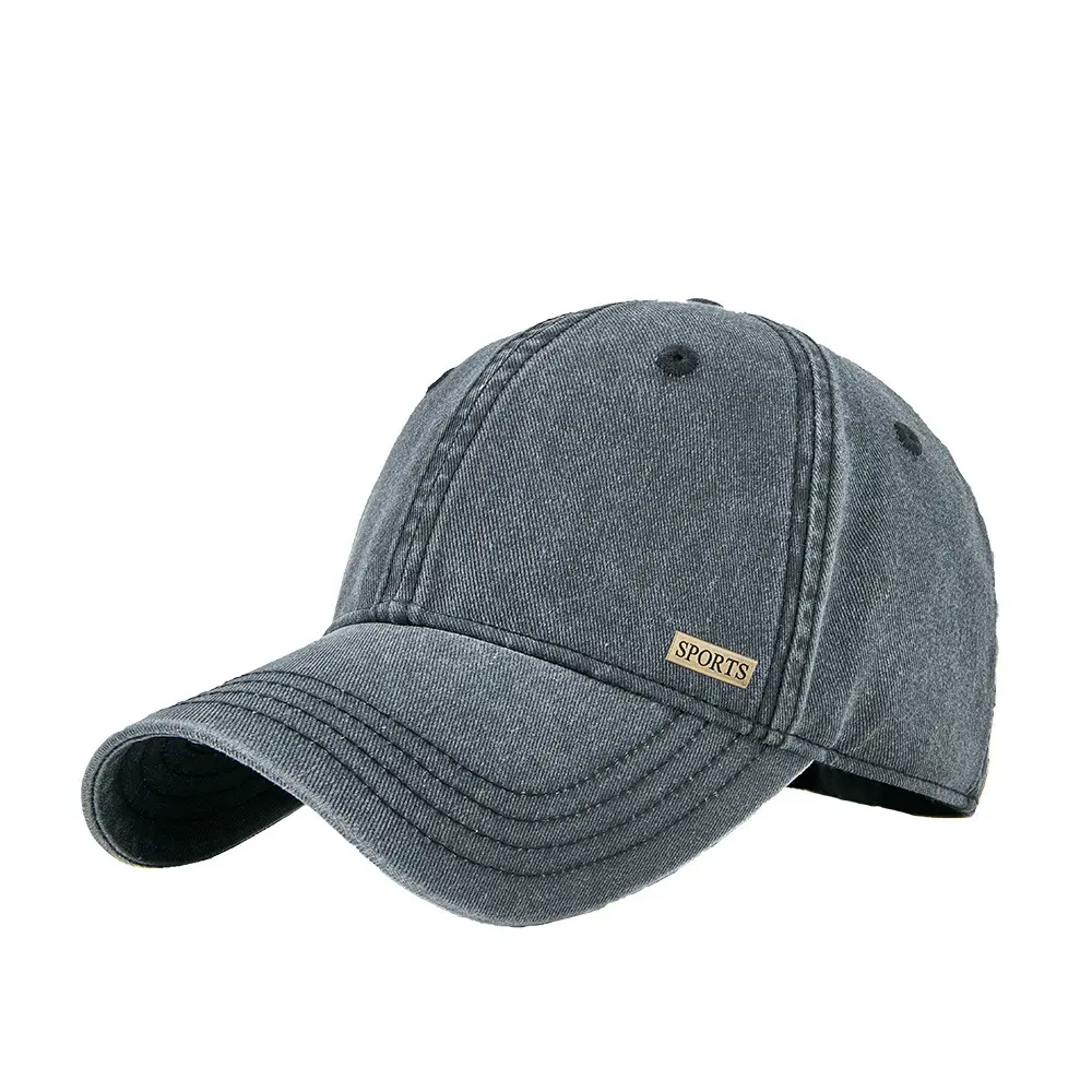 Men Grey Baseball Cap Peaked Soft Top - Image 16