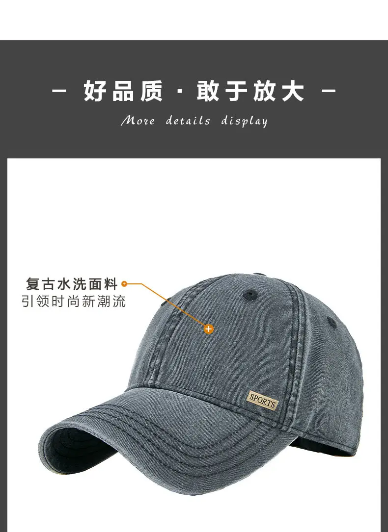 Men Grey Baseball Cap Peaked Soft Top — feature 18