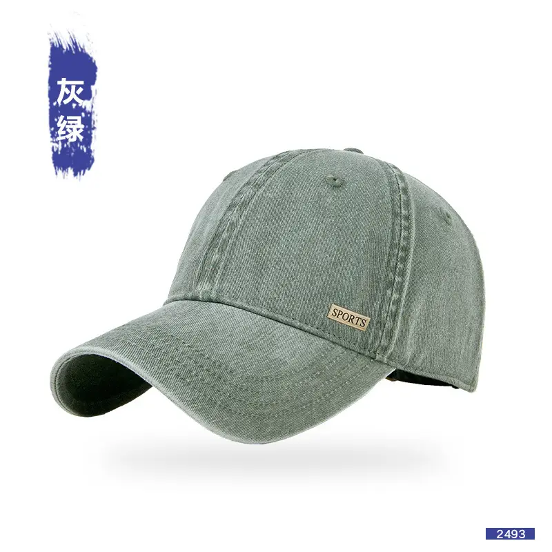 Men Grey Baseball Cap Peaked Soft Top - Image 10