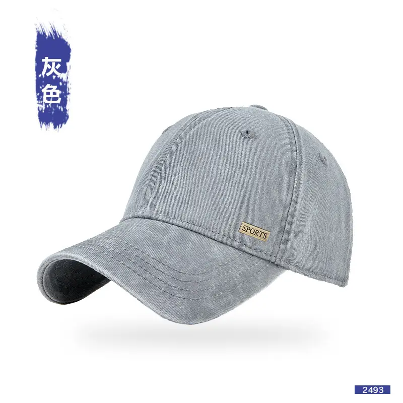 Men Grey Baseball Cap Peaked Soft Top - Image 8