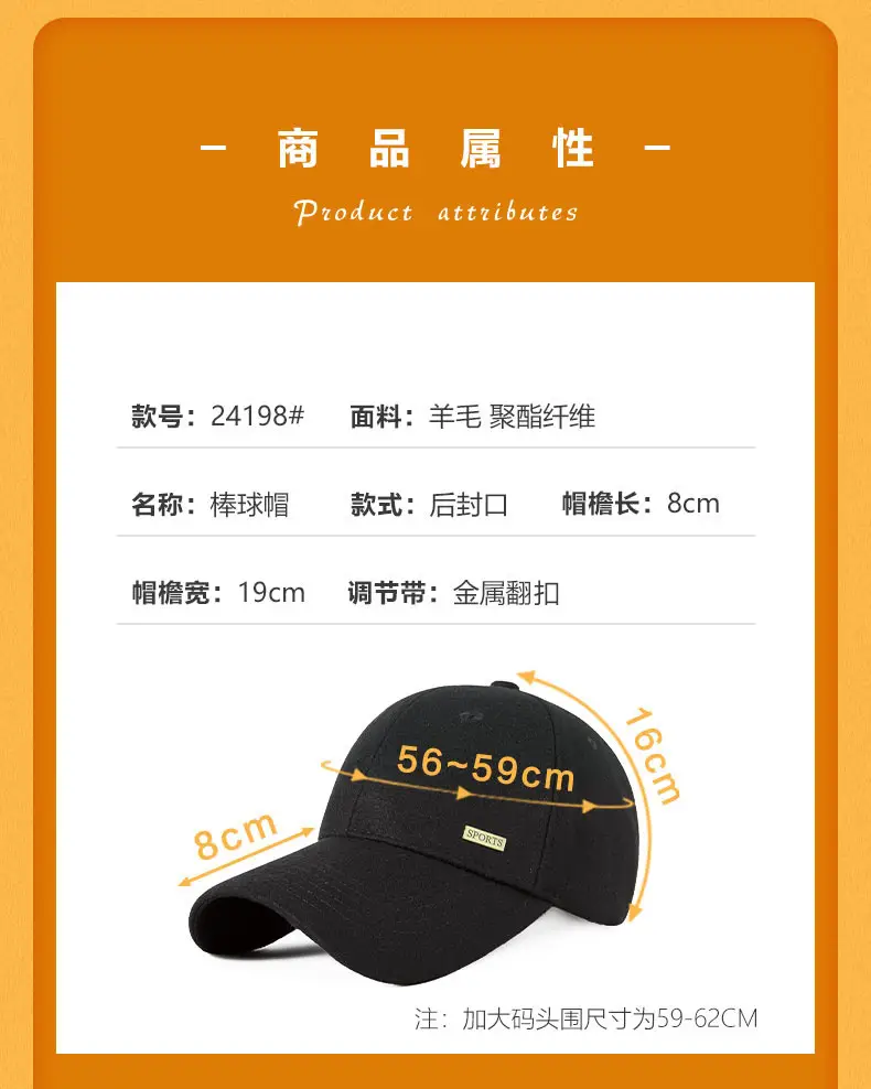 Winter Warm Baseball Cap for Men Grey Black Adjustable — feature 9