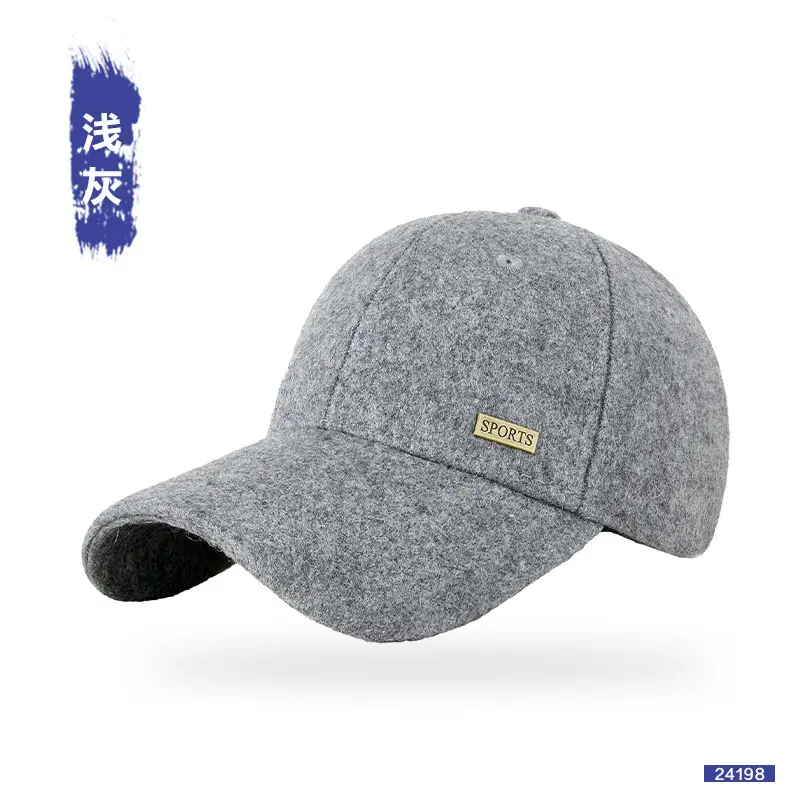 Winter Warm Baseball Cap for Men Grey Black Adjustable - Image 2