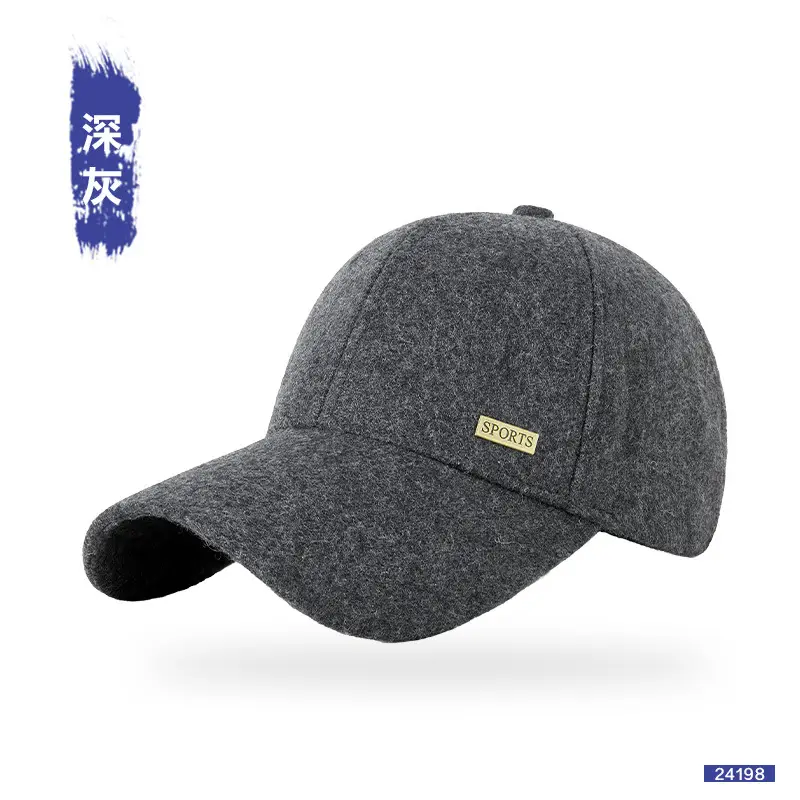 Winter Warm Baseball Cap for Men Grey Black Adjustable - Image 3