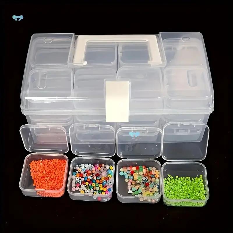 32Pcs Clear Plastic Storage Box Set Portable Crystal - Image 3