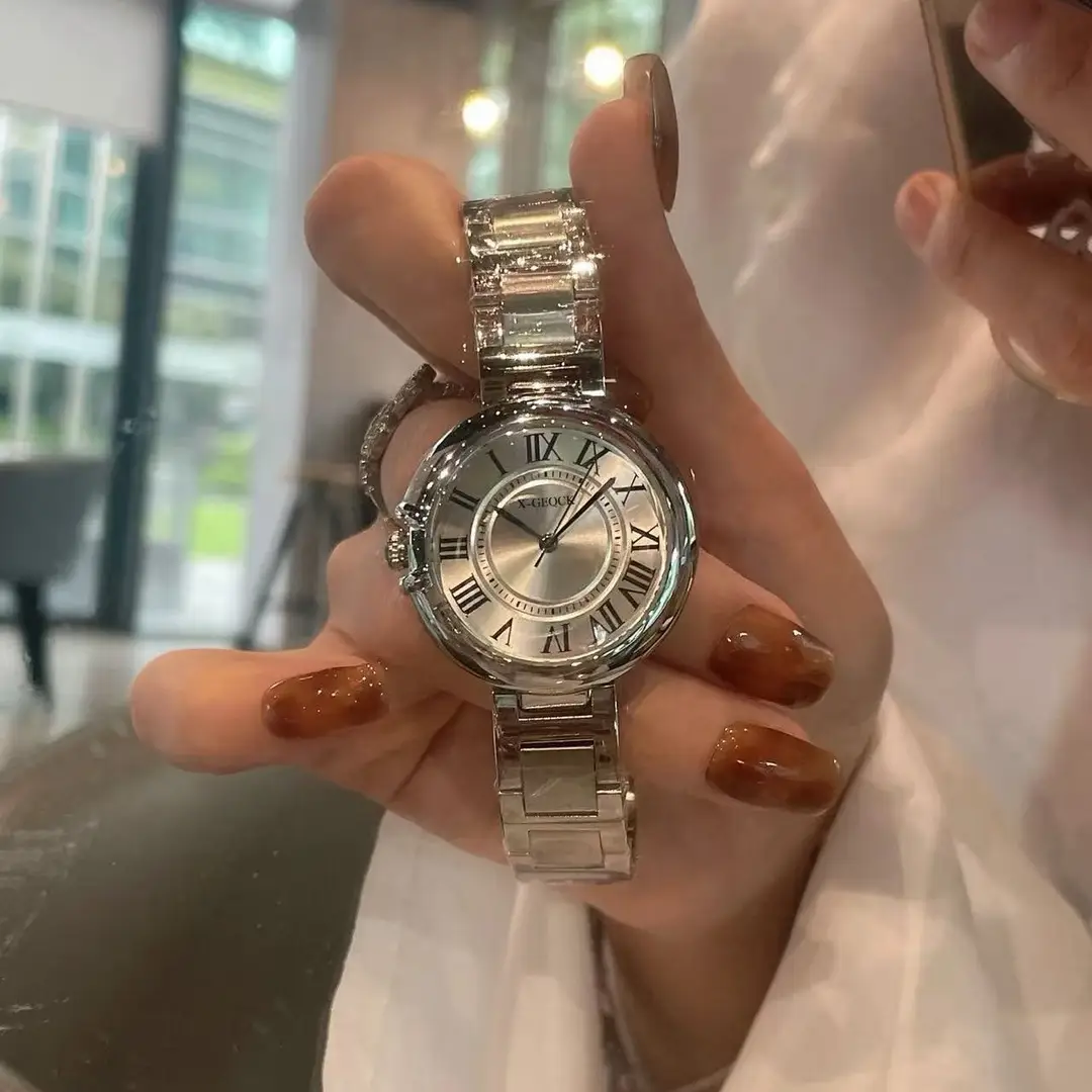 Swiss Same Style Women's Watch Niche Light Luxury Women's Fully Automatic Non-Mechanical Watch Waterproof High-End Gift for Girlfriend