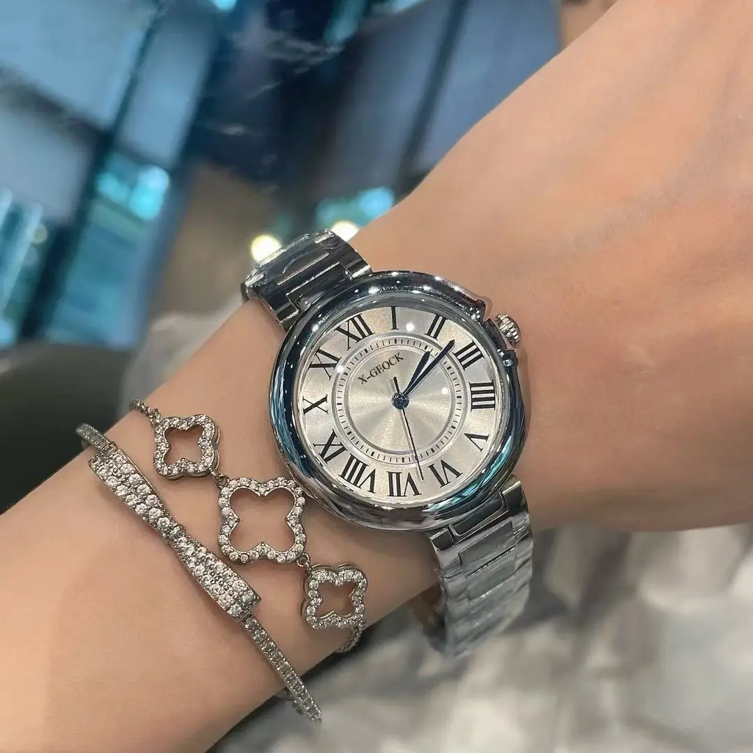 Swiss Same Style Women's Watch Niche Light Luxury Women's Fully Automatic Non-Mechanical Watch Waterproof High-End Gift for Girlfriend