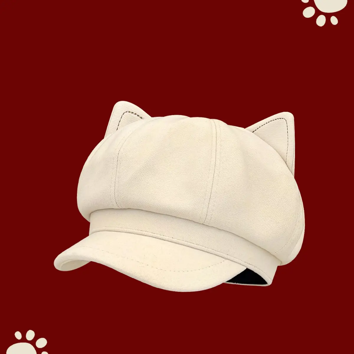 Japanese Cat Ear Beret for Women Black Wool Spring Autumn - Image 8