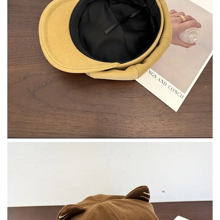 Japanese Cat Ear Beret for Women Black Wool Spring Autumn — feature 11