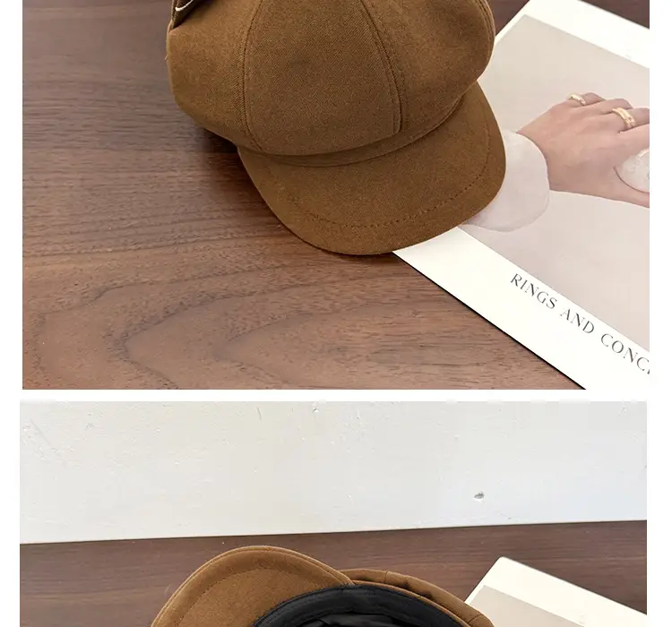 Japanese Cat Ear Beret for Women Black Wool Spring Autumn — feature 12