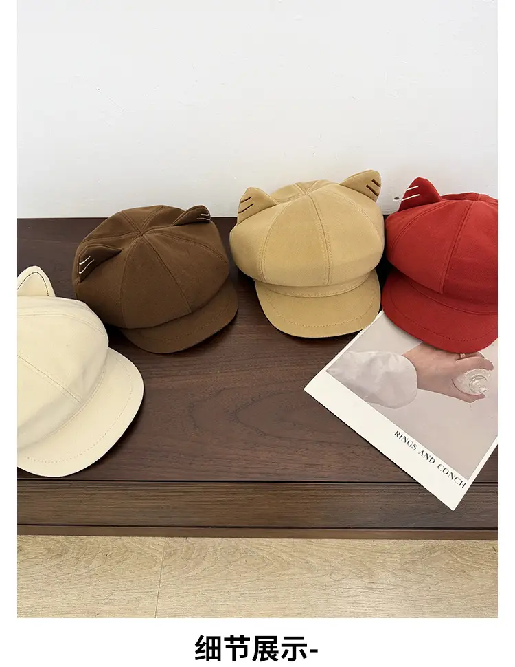 Japanese Cat Ear Beret for Women Black Wool Spring Autumn — feature 6