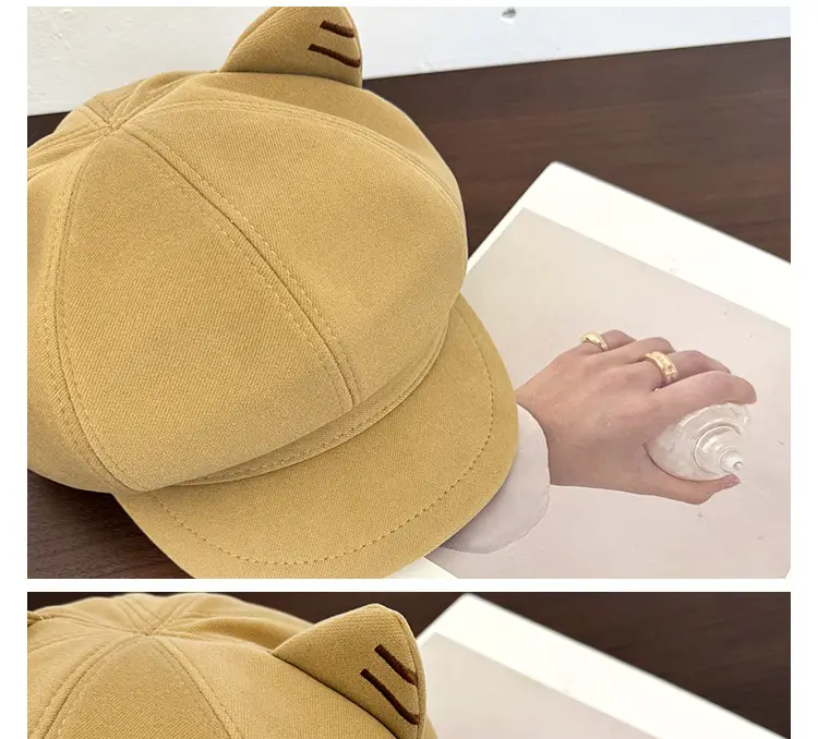 Japanese Cat Ear Beret for Women Black Wool Spring Autumn — feature 7