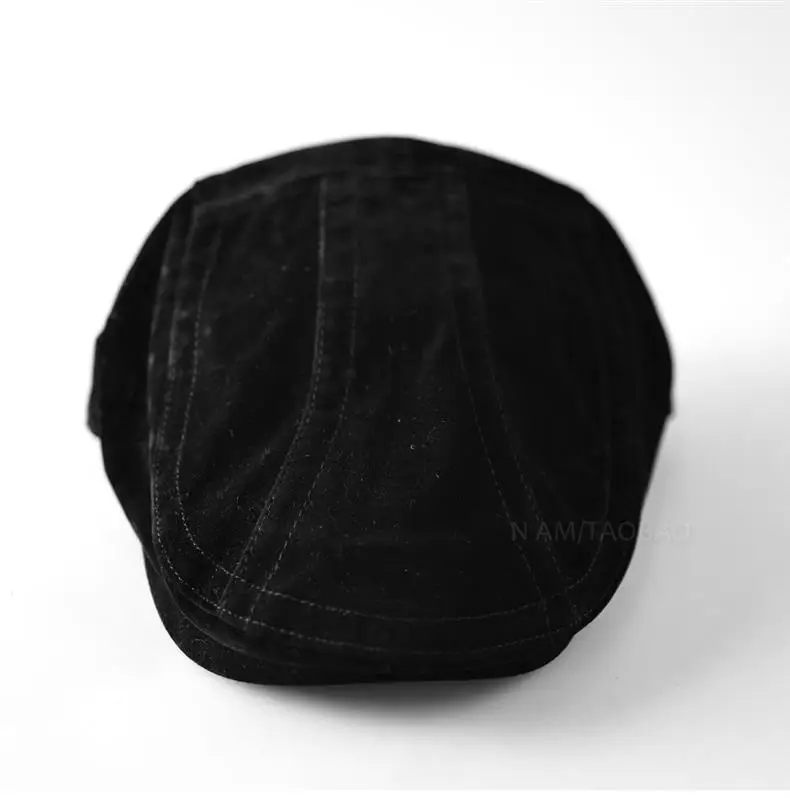 Men's Brown Duckbill Cap with Spliced Suede Trim — feature 2