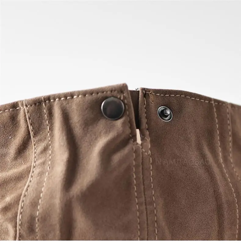 Men's Brown Duckbill Cap with Spliced Suede Trim — feature 9