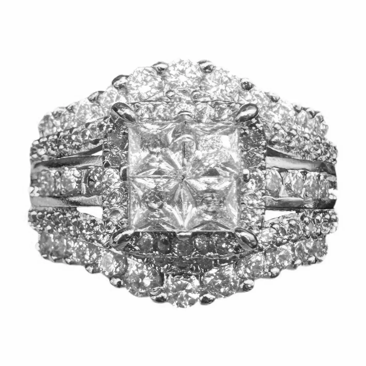 Cross-Border Double Layer Diamond Ring Square Spliced - Image 5