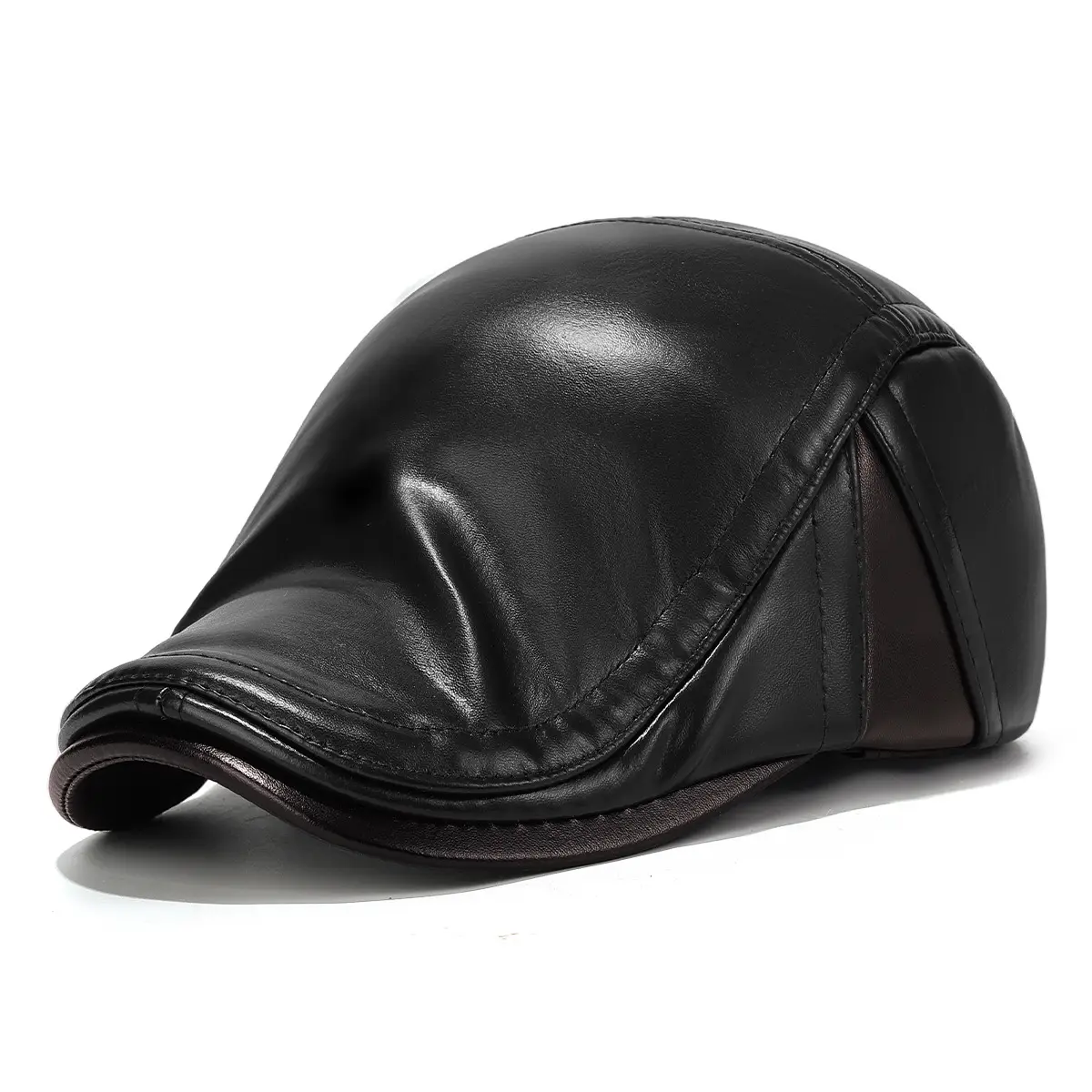 Black Leather Duckbill Cap for Men Elderly Cold Proof - Image 7
