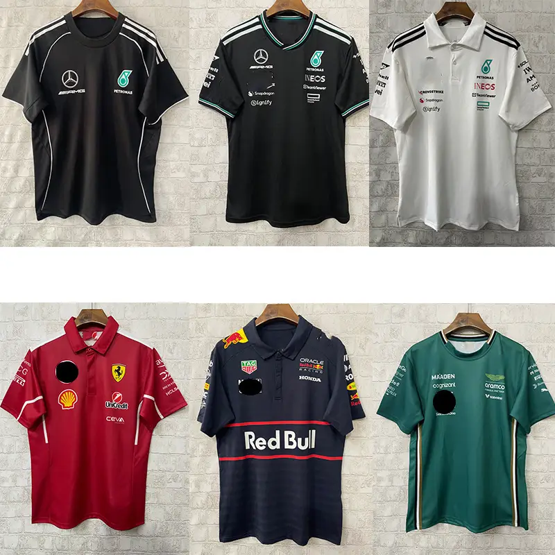 2526 Aston Martin Ferrari Red Bull Mclaren Mercedes Racing Suit Summer Short Sleeve Casual Wear