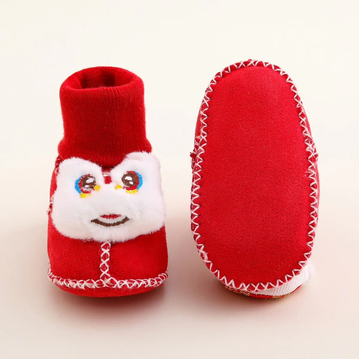 Jingqi Baby Shoes Red Fleece Lined Newborn 0-1 Year