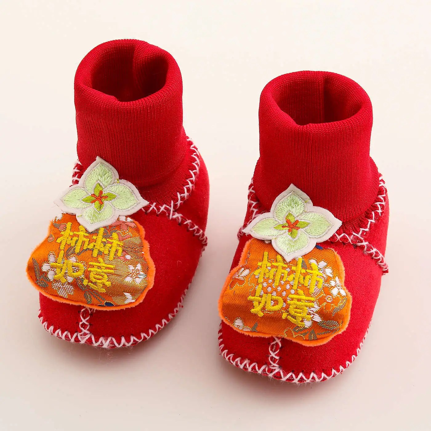 Jingqi Baby Shoes Red Fleece Lined Newborn 0-1 Year