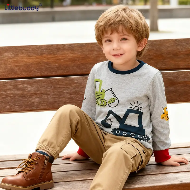 Kids Cotton T-Shirt Grey Spring Autumn New Design Small Medium - Image 3