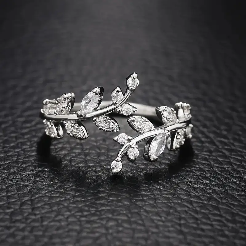 Adjustable Leaf Silver Ring for Women - Image 2