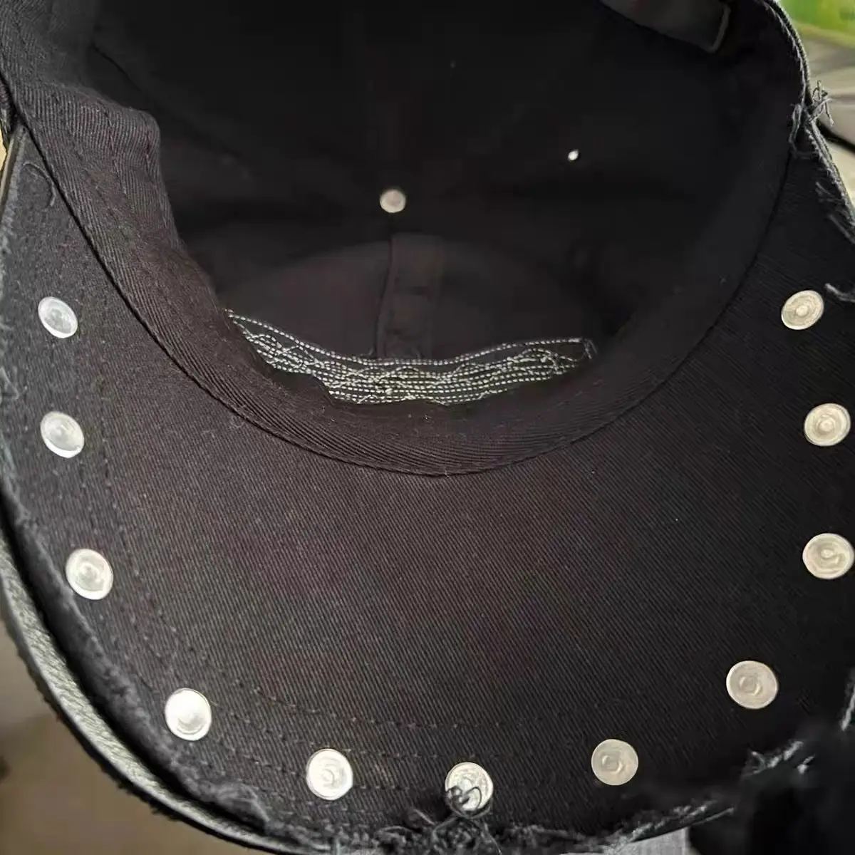 Black Rivet Distressed Vintage Patch Baseball Cap Hat - Image 5