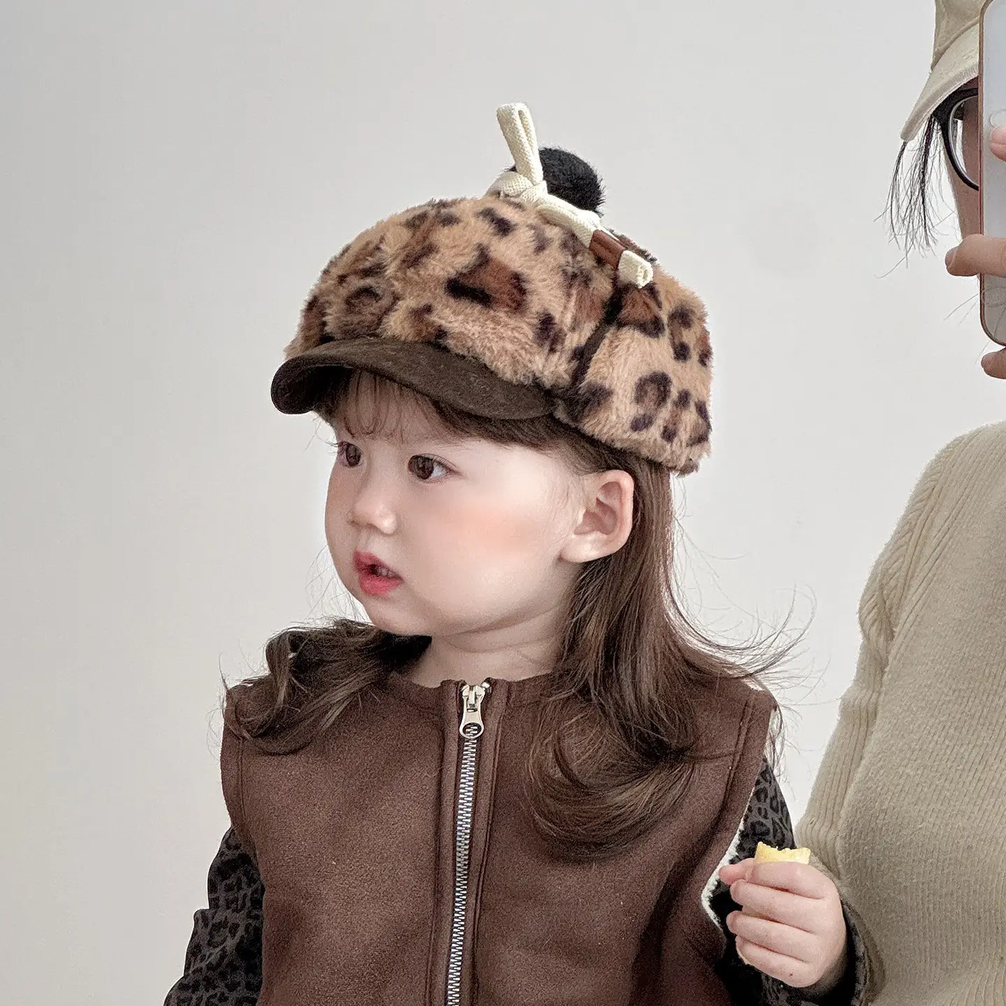 Baby Winter Plush Hat with Leopard Print Ear Protection