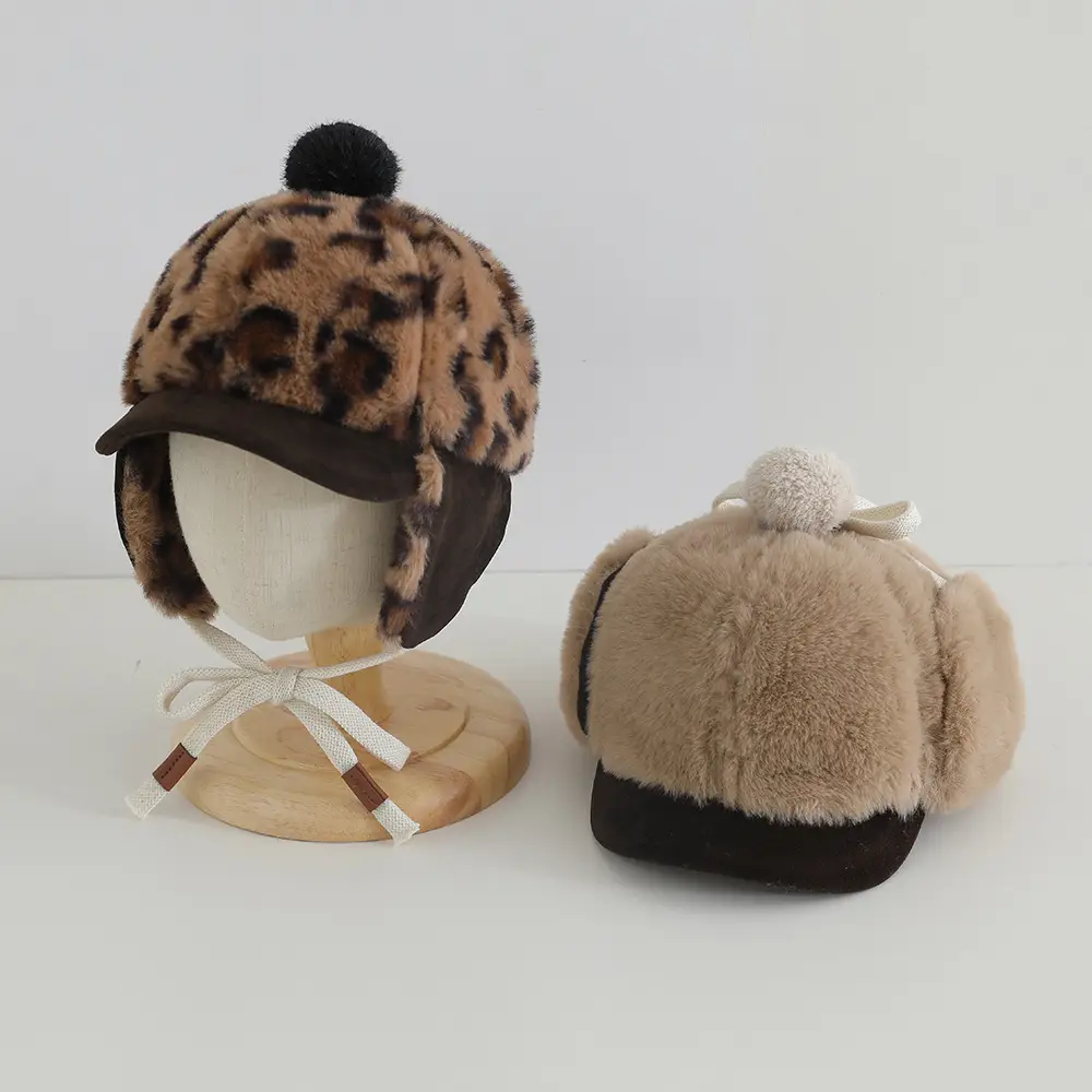 Baby Winter Plush Hat with Leopard Print Ear Protection — feature 10