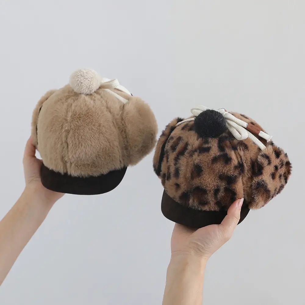 Baby Winter Plush Hat with Leopard Print Ear Protection — feature 13