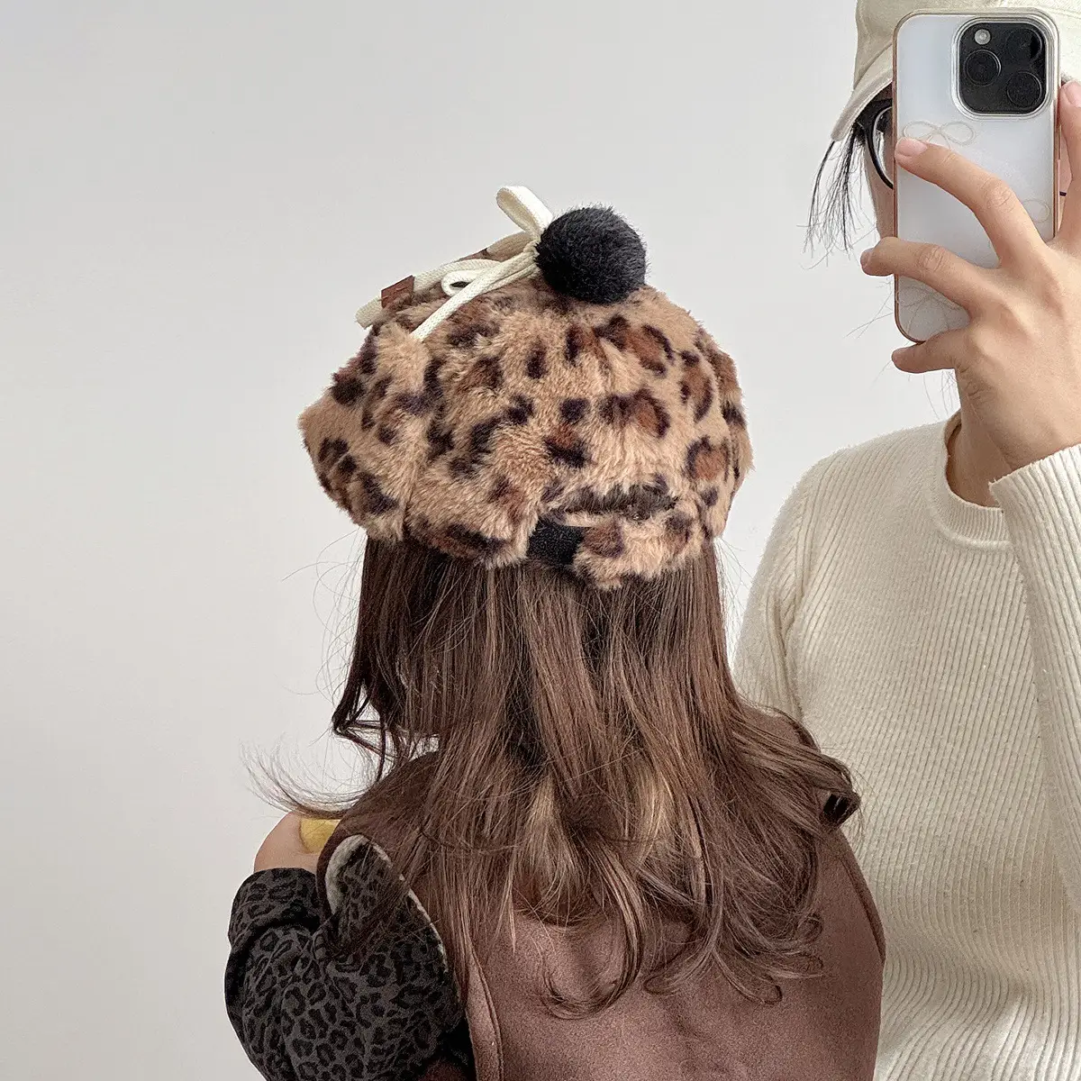 Baby Winter Plush Hat with Leopard Print Ear Protection — feature 6