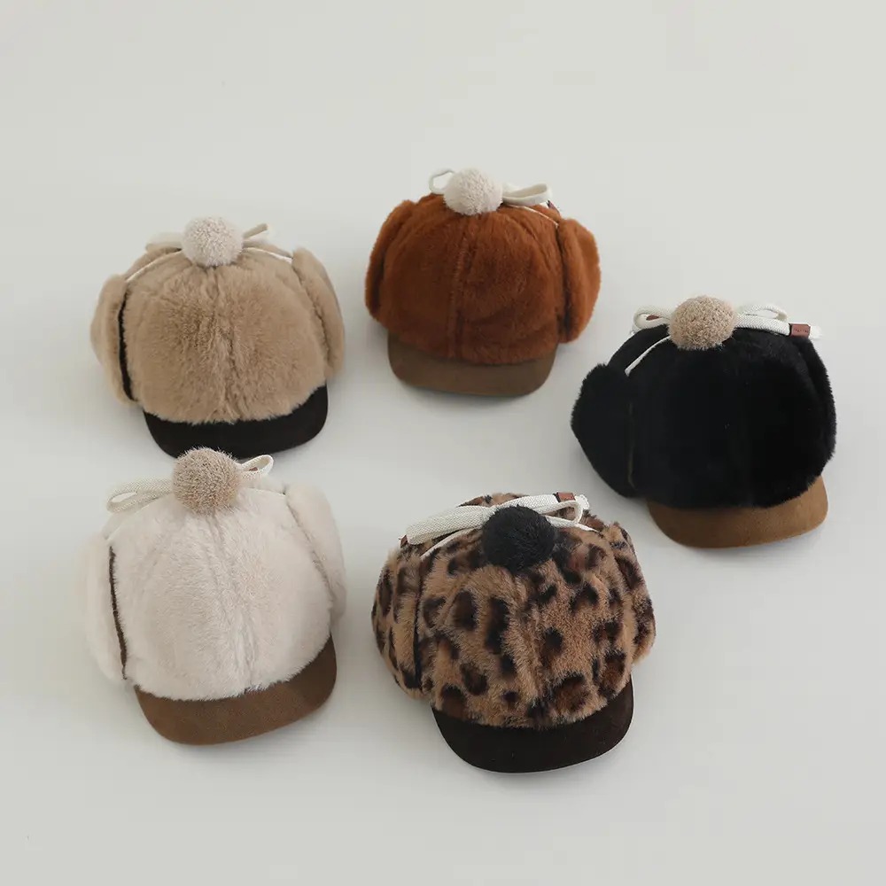 Baby Winter Plush Hat with Leopard Print Ear Protection — feature 8