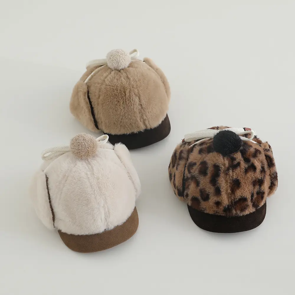 Baby Winter Plush Hat with Leopard Print Ear Protection — feature 9