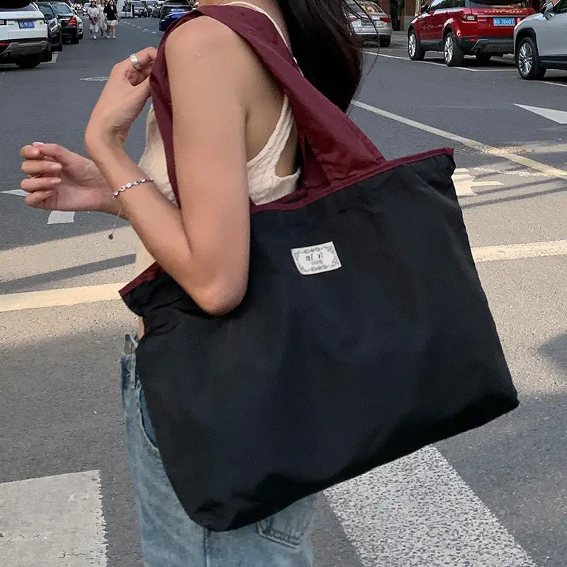 Foldable Waterproof Tote Bag for Students Supermarket Storage - Image 10