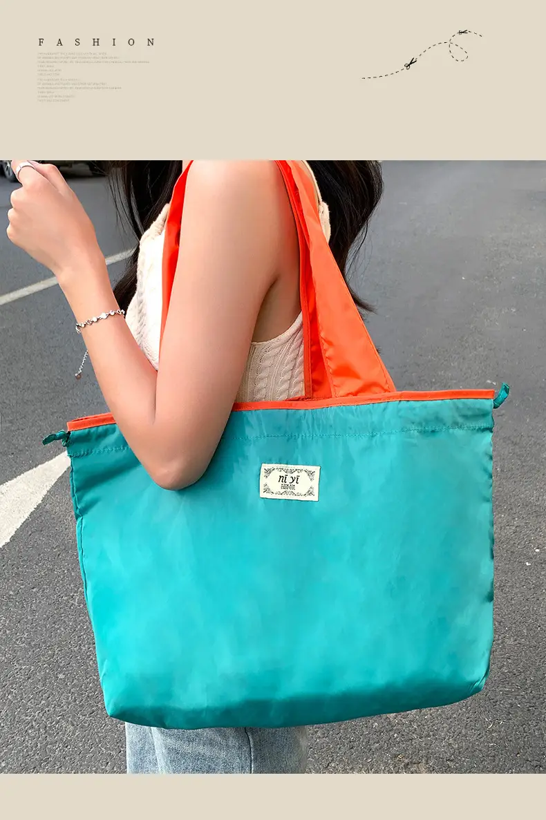 Foldable Waterproof Tote Bag for Students Supermarket Storage — feature 13