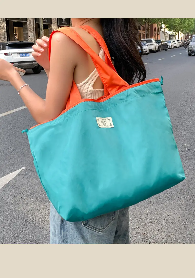 Foldable Waterproof Tote Bag for Students Supermarket Storage — feature 14