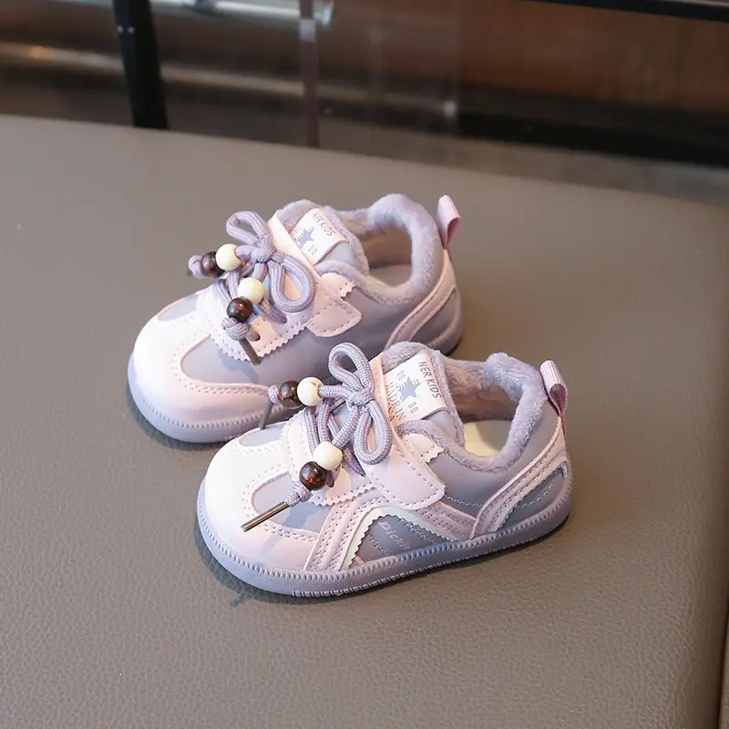 Winter Baby Boys and Girls Fleece-Lined Toddler Shoes for Infants 0 to 1-3 and a Half Years Old, 12-Month-Old Winter Warm Cotton Shoes